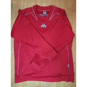 Ohio State Buckeyes Sweater Mens L Red Nike Fit Therma Team Crewneck Sweatshirt